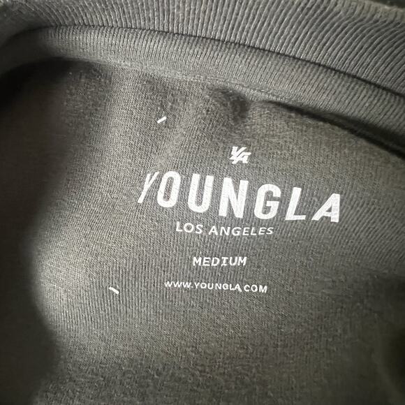 Young LA Men’s Crewneck Sweater Size Medium Sage Green Logo Microfiber Soft - Picture 6 of 7